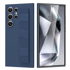 Custodia per telefono con supporto per cinturino in silicone per Samsung Galaxy S24 Ultra 5G (blu)