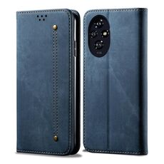 Custodia per cellulare in pelle flip con texture denim per Honor 200 (blu)