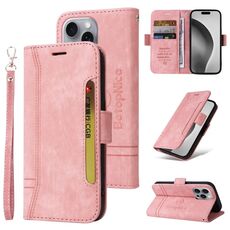 Per iPhone 16 Pro Max BETOPNICE Custodia in pelle con fibbia a doppio lato (rosa)