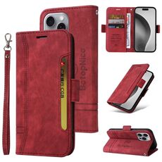 Per iPhone 16 Pro Max Custodia per telefono in pelle BETOPNICE con fibbia a doppio lato (rossa)