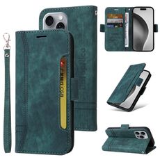 Custodia per telefono in pelle BETOPNICE con fibbia a doppio lato per iPhone 16 Pro Max (verde)