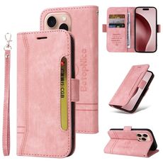 Custodia per telefono in pelle BETOPNICE con fibbia a doppio lato per iPhone 16 Pro (rosa)