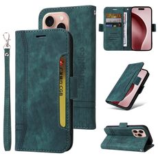 Custodia per telefono in pelle BETOPNICE con fibbia a doppio lato per iPhone 16 Pro (verde)