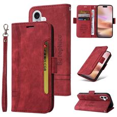 Per iPhone 16 Plus BETOPNICE Custodia in pelle con fibbia a due lati (rosso)