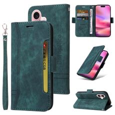 Per iPhone 16 BETOPNICE Custodia per telefono in pelle con fibbia a doppio lato (verde)