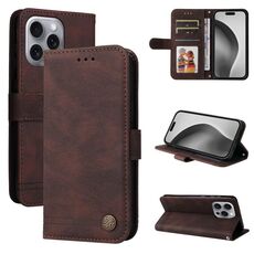 Custodia per telefono in pelle Skin Feel Life Tree per iPhone 16 Pro Max (marrone)