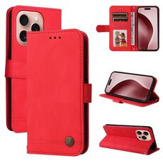 Custodia per telefono in pelle Skin Feel Life Tree per iPhone 16 Pro (rossa)