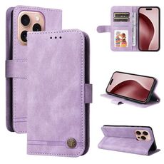 Custodia per telefono in pelle Skin Feel Life Tree per iPhone 16 Pro (viola)