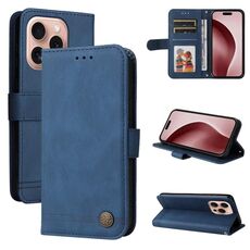 Custodia per telefono in pelle Skin Feel Life Tree per iPhone 16 Pro (blu)