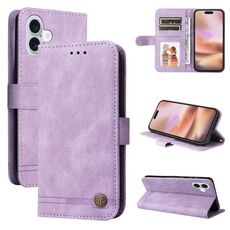 Per iPhone 16 Plus Custodia in pelle con effetto pelle Life Tree (viola)