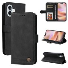Custodia per telefono in pelle Skin Feel Life Tree per iPhone 16 Plus (nera)
