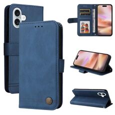 Custodia per telefono in pelle Skin Feel Life Tree per iPhone 16 Plus (blu)