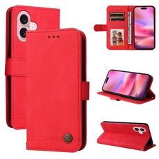 Custodia per telefono in pelle Skin Feel Life Tree per iPhone 16 (rossa)