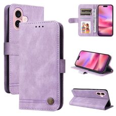 Custodia per telefono in pelle Skin Feel Life Tree per iPhone 16 (viola)