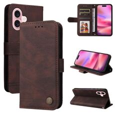 Custodia per telefono in pelle Skin Feel Life Tree per iPhone 16 (marrone)