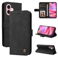 Custodia per telefono in pelle Skin Feel Life Tree per iPhone 16 (nera)