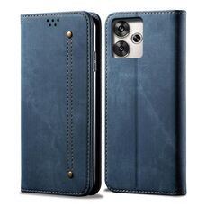 Custodia in pelle con vibrazione orizzontale stile casual per Xiaomi Redmi 13 4G Global Denim Texture (blu)