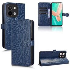 Custodia per telefono in pelle con texture a nido d'ape per vivo Y28 4G (blu)