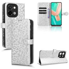 Custodia per telefono in pelle con texture a nido d'ape per vivo Y28 4G (argento)