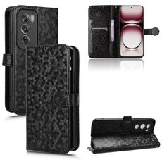 Per OPPO Reno12 5G Custodia per cellulare in pelle con texture globale a nido d'ape (nera)