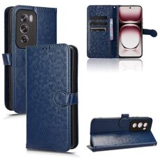 Per OPPO Reno12 5G Custodia per cellulare in pelle con texture globale a nido d'ape (blu)