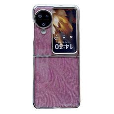 Per OPPO Find N3 Flip PC Fibbia laterale + Increspatura Custodia per telefono a copertura totale in carta glitterata (Rosso)