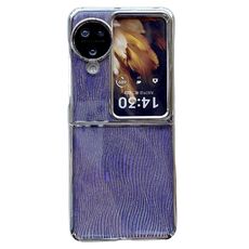 Per OPPO Find N3 Flip PC Fibbia laterale + Increspatura Custodia per telefono a copertura totale in carta glitterata (Viola)