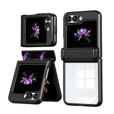 Per Samsung Galaxy Z Flip6 5G Custodia pieghevole antiurto in vetro temperato trasparente con cerniera (blu)