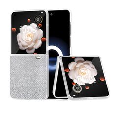 Custodia per telefono con diamante con bordo trasparente satinato per Honor Magic V (argento)