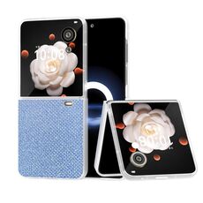 Custodia per telefono con diamante con bordo trasparente satinato per Honor Magic V (blu)