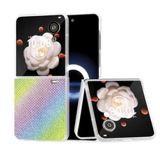 Custodia per telefono con diamante con bordo trasparente satinato per Honor Magic V (arcobaleno)