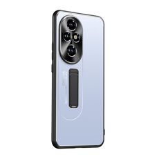 Per Honor 200 Custodia per telefono con supporto in TPU ibrido in metallo satinato (blu)