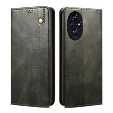 Custodia per telefono in pelle con texture Crazy Horse per cera d'olio per Honor 200 (verde)