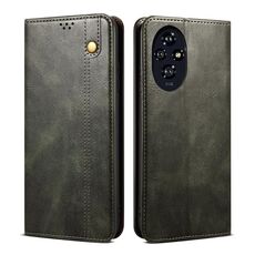 Custodia per telefono in pelle con texture Crazy Horse per cera d'olio per Honor 200 Pro (verde)