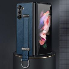 Custodia per telefono antiurto SULADA PC + texture in pelle per Samsung Galaxy Z Fold6 (blu)