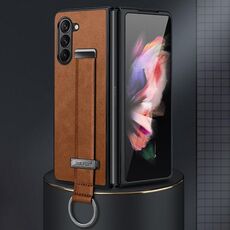 Custodia per telefono antiurto SULADA PC + texture in pelle per Samsung Galaxy Z Fold6 (marrone)
