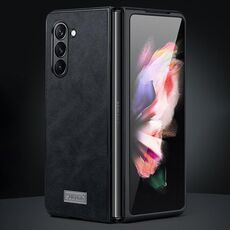 Per Samsung Galaxy Z Fold6 SULADA TPU antiurto + custodia per telefono in pelle fatta a mano (nera)
