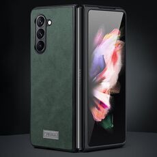 Per Samsung Galaxy Z Fold6 SULADA TPU antiurto + custodia per telefono in pelle fatta a mano (verde)