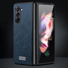 Per Samsung Galaxy Z Fold6 SULADA TPU antiurto + custodia per telefono in pelle fatta a mano (blu)