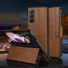 Per Samsung Ga6axy Z Fold6 SULADA Custodia per telefono in pelle con chiusura magnetica all-inclusive (marrone)