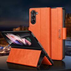 Per Samsung Ga6axy Z Fold6 SULADA Custodia per telefono in pelle con chiusura magnetica all-inclusive (arancione)