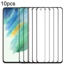 Per Samsung Galaxy S21 FE SM-G990B 10 pezzi Lente in vetro esterna per schermo anteriore con adesivo OCA otticamente trasparente