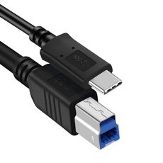 Cavo dati prolunga stampante USB-C / Type-C3.1 a USB3.0 maschio con porta quadrata, lunghezza: 2 m (nero)