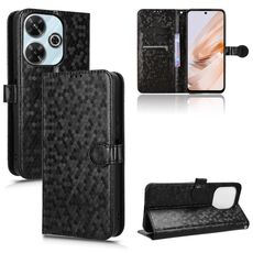 Per Xiaomi Redmi 13 4G / Note 13R 5G Custodia in pelle con texture a nido d'ape (nera)