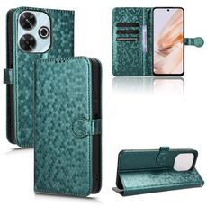 Custodia per telefono in pelle con texture a nido d'ape per Xiaomi Redmi 13 4G / Note 13R 5G (verde)