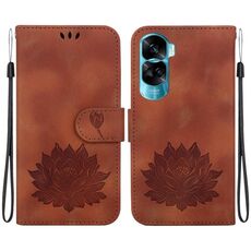 Custodia per telefono in pelle goffrata Lotus per Honor 90 Lite (marrone)