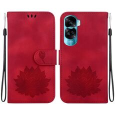 Custodia per telefono in pelle goffrata Lotus per Honor 90 Lite (rossa)