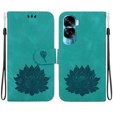 Custodia per telefono in pelle goffrata Lotus per Honor 90 Lite (verde)