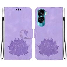 Custodia per telefono in pelle goffrata Lotus per Honor 90 Lite (viola)