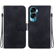Custodia per telefono in pelle goffrata Lotus per Honor 90 Lite (nera)